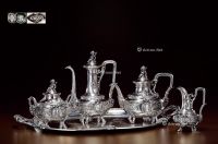 1860年制 纯银小天使高浮雕咖啡茶具 （五件套）