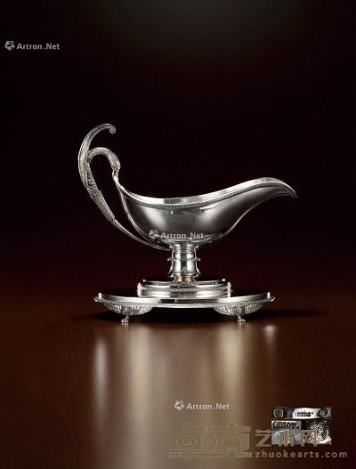 1830年制 纯银调味汁杯配托盘 高18.5cm；长27.5cm；宽15cm；重量649g