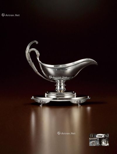 1830年制 纯银调味汁杯配托盘