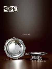 1890年制 纯银雕花托盘 （一对）