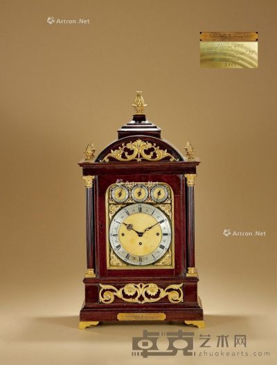 1880年制 八铃一簧木钟 长40.5cm；宽23.5cm；高76cm