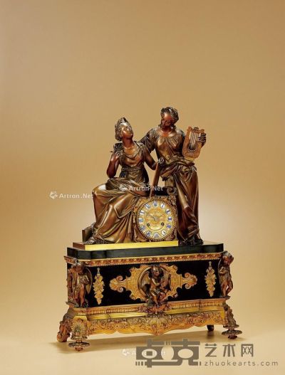 19世纪 铜鎏金青铜人物钟 长49.5cm；宽20cm；高64cm