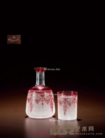 19世纪制 圣朗博水晶凉杯 杯高9cm；口径6.8cm；瓶高17cm；口径10cm
