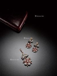 1880年制 钻石、红宝石花卉套组