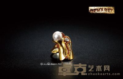 1920年制 金枝玉叶珍珠戒指 重量14.5g