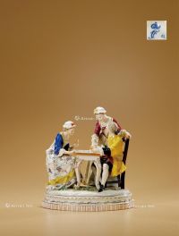 1920年制 「三人掷骰子」瓷塑