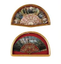 19世纪 水彩手绘珍贵材料外壳折扇 （一对）