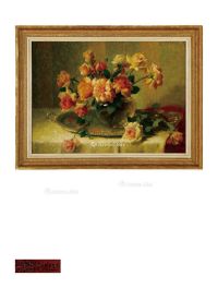 19至20世纪 托盘上的玫瑰花 木板油画
