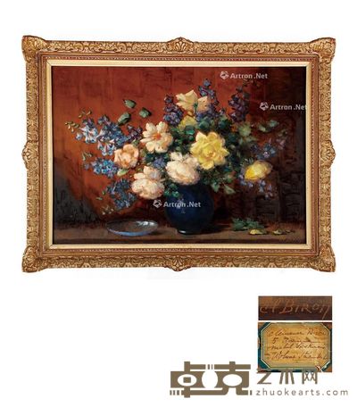 20世纪 繁花 木板油画 高86cm;宽117cm