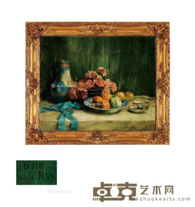 19至20世纪 静物 水果和鲜花 布面油画 高72cm；宽85cm