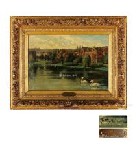 19至20世纪 天鹅湖景 布面油画