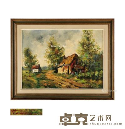 19至20世纪 田园风光 布面油画 高66cm；宽88cm