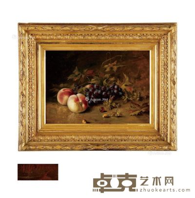 19至20世纪 红桃与紫葡 木板油画 高49cm；宽61cm