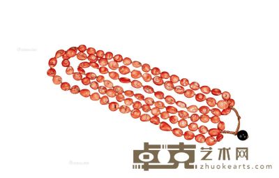 清代 海瓜子形红珊瑚三圈项链 直径24.5cm
