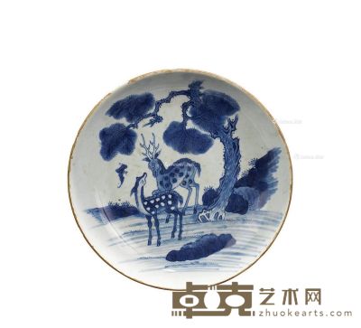 清代 福禄寿青花瓷盘 直径27.5cm；高5.8cm