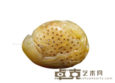 清代 镂空雕鱼篓白玉挂件 4.5×6cm
