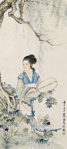 邓芬 执扇仕女