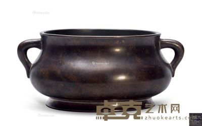 清中期 铜蛐耳炉 长18cm