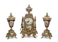19世纪 铜镀金陶瓷珐琅钟 （一套）