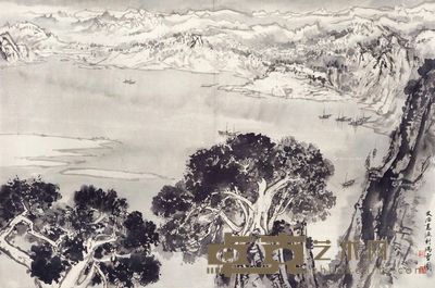 宋文治 渔村瑞雪图 48×72cm