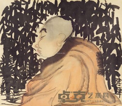 李津 竹林高士 44×50cm