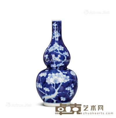 清 青花冰梅纹葫芦瓶 高18cm