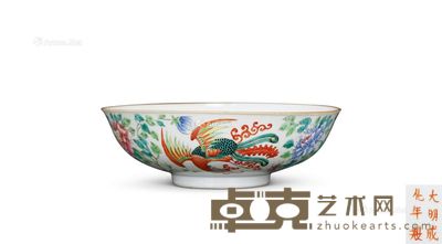 清 粉彩凤穿花纹碗 口径19cm