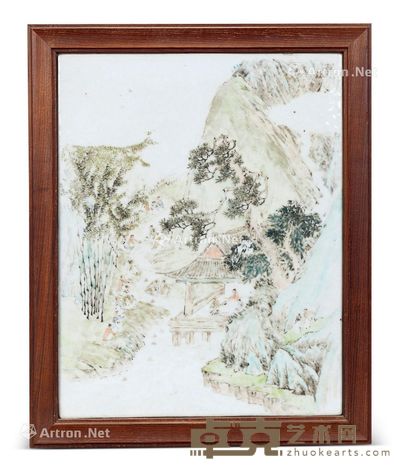 浅绛彩山水瓷板 31.5×24.5cm