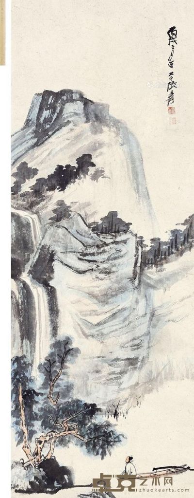 张大千 山水 101×37cm