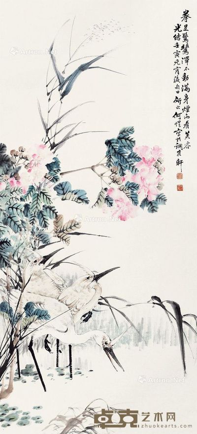 何煜 花鸟 134×61cm