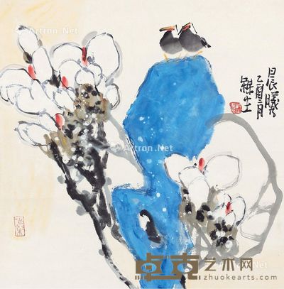 赵梅生 花鸟 68×68cm