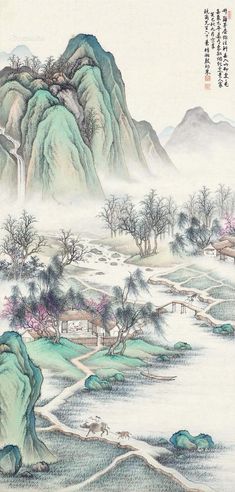 殷梓湘 山邨春色