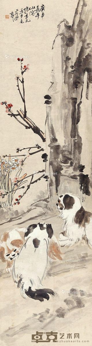 张聿光 花鸟 173×45cm