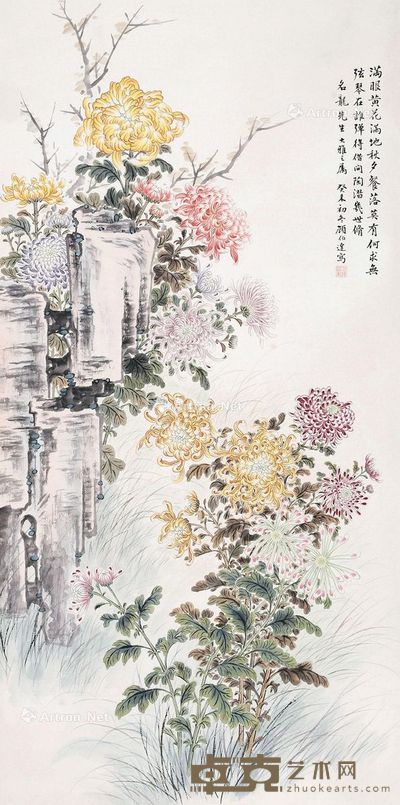 顾佰达 菊石图 137×68cm