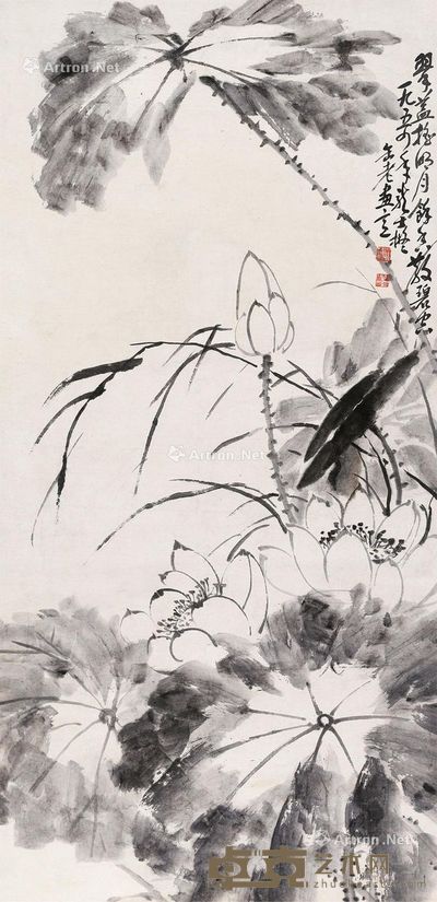 萧龙士 荷 136×66cm