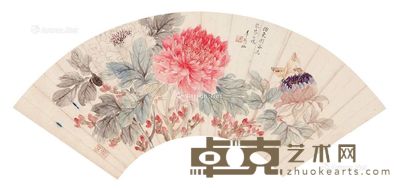 李蕙仙 花鸟扇面 14×41cm