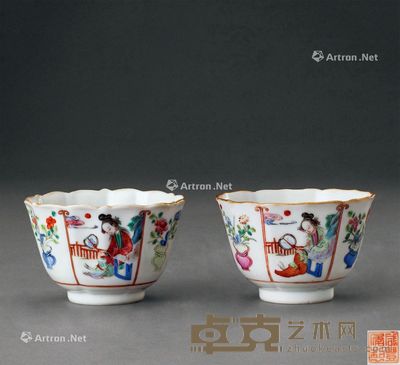 清咸丰 粉彩仕女纹杯 (一对) 直径8.5cm