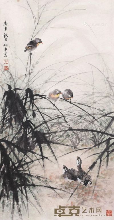 杜炳申 花鸟 87×45cm