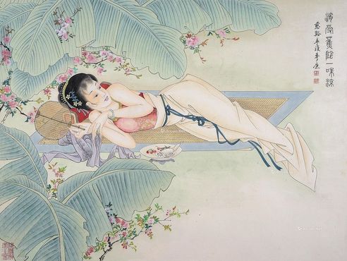 季康 蕉荫仕女