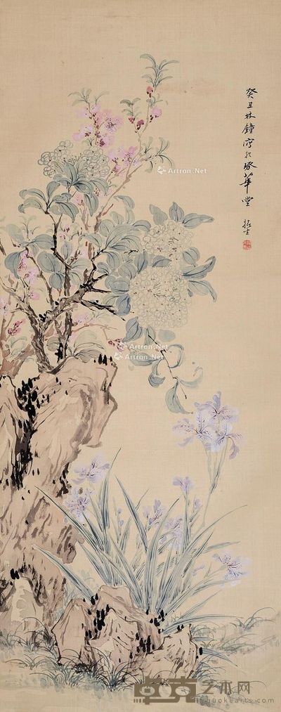 林钟 没骨花卉 116×46cm