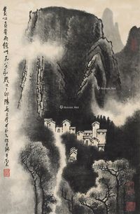 李可染 赏心远看雨余山