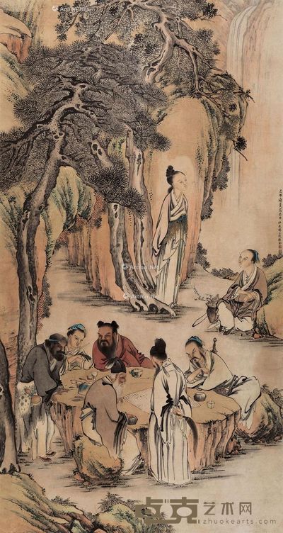 陈淦 雅集图 175×92cm