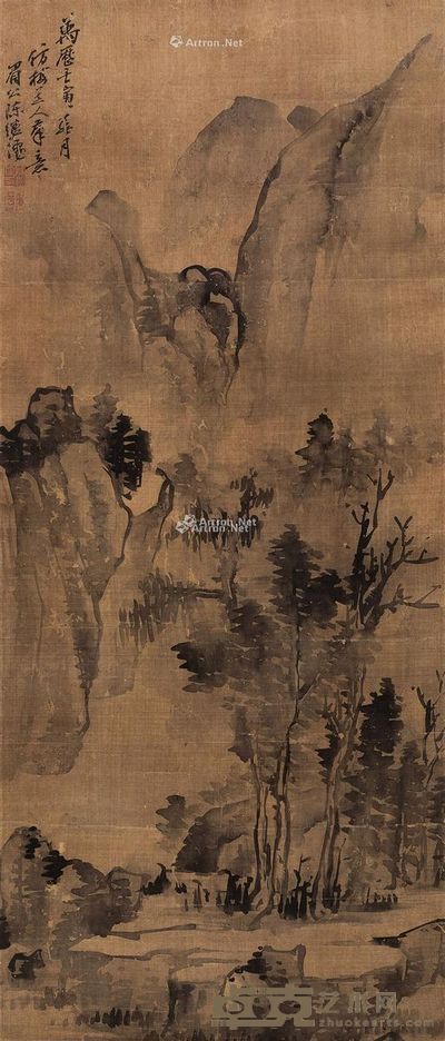 陈继儒 山水 90×38cm