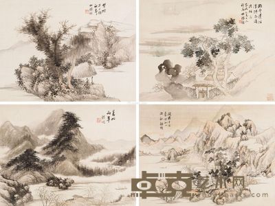 胡铁梅 山水 31.5×42cm×4