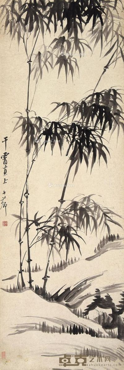 改琦 干霄直上 134×45cm
