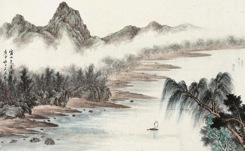 俞子才 江帆小景