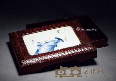 赤松制藤编大漆砚盒 22.5×16.5cm