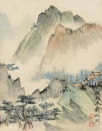 俞叔渊 山水