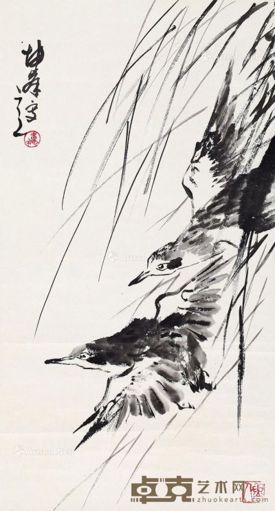 卢坤峰 花鸟 63×34cm