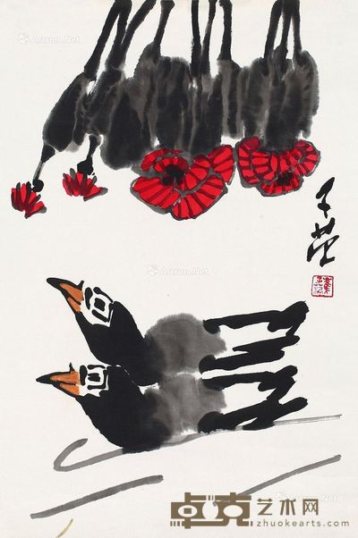 崔子范 花鸟 69×46cm